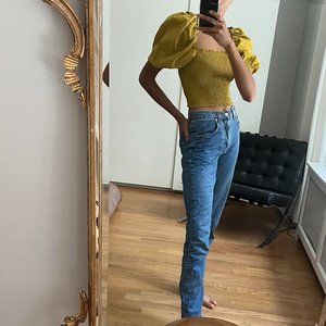Zara Puff Sleeve Cropped Blouse
